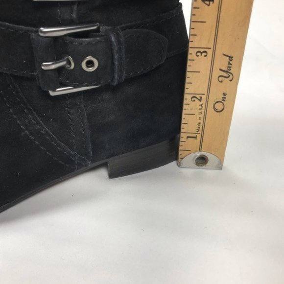 Coach Brenna side zip boots black suede leather mid calf 6B 3 buckles - Picture 5 of 12